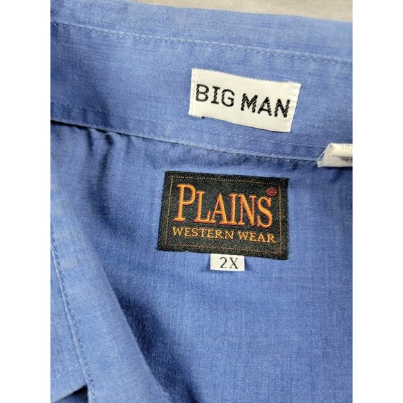 Western Plains Big Man Blue Double front pocket Pearl Snap Western Short Sz 2XB - Picture 5 of 7